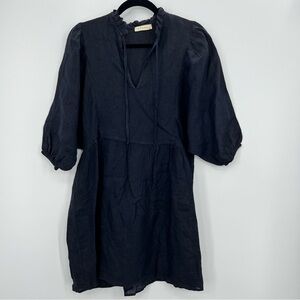 Stark Queen Linen Sundress Ruffle Tie Waist Mini Dress Size Small Tunic